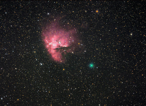 Celestial wonders: C/2009 F6 (Yi-SWAN) and NGC281